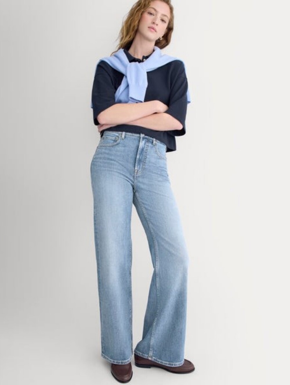 Everlane The Way-High Sailor Wide Leg Jeans Light Wash High Rise Size 23 Regular
